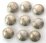 SALE, SET OF 6, Quite Old Genuine Indian Nickel BUTTON COVERS, dated 1929-1938.  7/8"  #RV-4