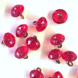 Ruby Red Tiny Clear Vintage Faceted Glass Buttons, 1/4" # GL374