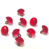 Ruby Red Tiny Clear Vintage Faceted Glass Buttons, 1/4" # GL374