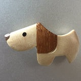 Dog Button with Long Brown Ears, 1-1/4" Wood Beagle