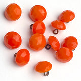 Bright Orange Vintage Faceted Glass Buttons, Opaque 5/16" # GL373