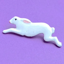 White Rabbit 1" Enamel Bunny Button by Susan Clarke #SC-95
