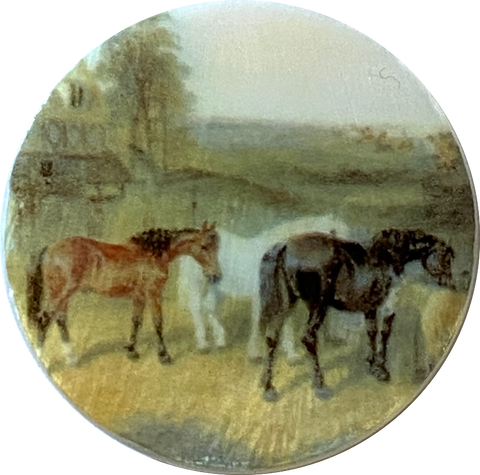 Horses in Pasture 1-3/8" Artisan Made Pearl Shell Button #SC-1574