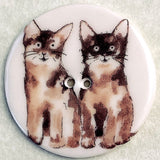 Two Cats Porcelain Button Larger Size 1-1/2"