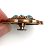Copper "Diamonds & Turquoise" Southwest Flower Screw Back Concho 1.5"  #SWH-118