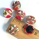 Tapestry-Covered Small Buttons, Set of Six Cream Floral  3/4"  #FC-26