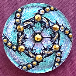 Lavender/Blue Hurricane Swirls Czech Glass Button 31mm  1-1/4" #CZ 157