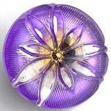 Purple Sparkle Lotus Button, Czech Glass 18mm / 3/4"  #CZ-163-B