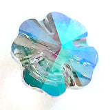 Swarovski 5/8" Clover Flower Crystal Button, Paradise Shine