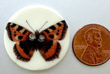 Orange & Black Butterfly Button Porcelain 1-1/8"