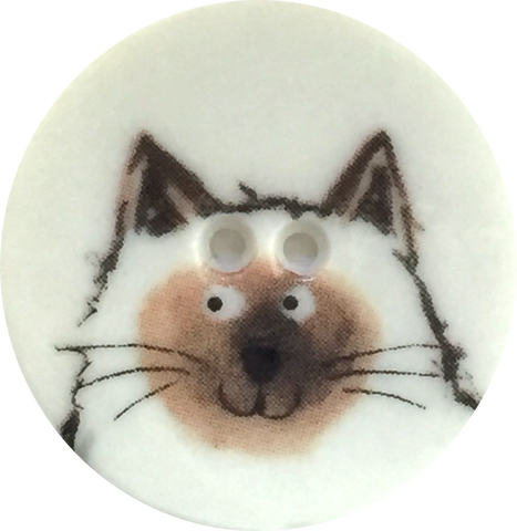 Siamese Cat Button - Porcelain 1-1/8"
