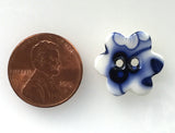 Indigo / White "Summer Night" Small Flower Cut-out Porcelain Button, 3/4" or 1"