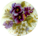 Purple Pansies on Mother of Pearl Button, 1-3/8"