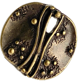 LAST ONE Artform Antique Brass Roundish Button, 3/4" (Smaller Size)  #SK889
