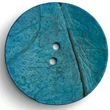 Turquoise Extra Large Coconut Button "Rustica"  2-1/4" Scooped