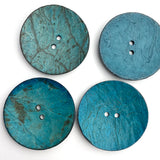 Turquoise Extra Large Coconut Button "Rustica"  2-1/4" Scooped