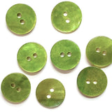 1/2" Apple Green Pearl Shell 2-hole Button, 6 for $5.10   #185-D