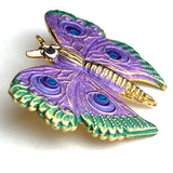 Moth Big Eyes Purple/Green Button, 1.25" Handpainted by Susan Clarke, #SC-572