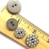 Gray /White Dots or Plain Gray Plastic Button 9/16" or 11/16"