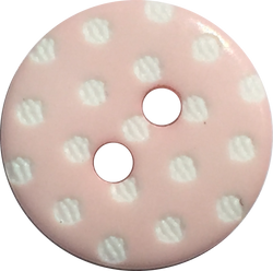 Light Pink with White Dots Round Plastic Button, 9/16"