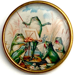 Frog Concert Crystal Dome Button 1.25" by Susan Clarke # SC-1111
