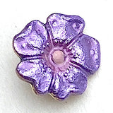Purple + Gold Flower 7/16" Enamel Metal Button, by Susan Clarke Originals #SC-14
