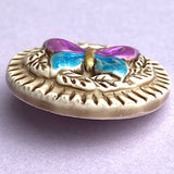 Purple/Blue Butterfly, Art Stone Button, 1" #1051 By Susan Clarke
