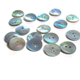 Re-Stocked, 11/16" Light Blue Pearl Shell 2-hole 18mm, Per Button, #962-D