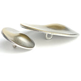 Amoeba Flying Saucer Button, Sleek Silver-Gold 7/8" or 1-1/2"