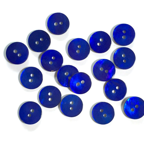 1/2" Cobalt Blue Pearl Shell 2-hole Button, 10 for $8.60   #113-D