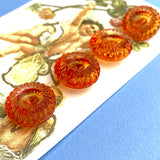 Orange Crystal Vintage European Glass Buttons 3/4"  Card of 4 #BK049