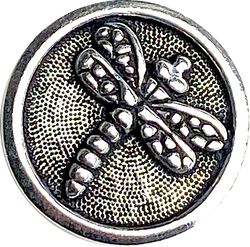 Dragonfly Silver / Black Button 5/8" from Tierra Cast  #6573-12
