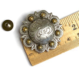 Silver/Gold  1-1/2" Telluride Engraved Concho 1.5" Screwback  #CC-123