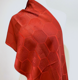 Red/Red/Red Hexagons Jacquard Kimono Silk 14" x 39". #3896