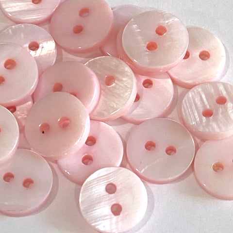 Light Baby Pink Shell Buttons 7/16" 2-Hole, Pack of 21  #23-104BP