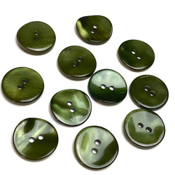 Glistening Seaweed Green 11/16" Shell Buttons, Pack of 12     #23-207