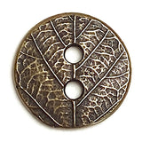 Leaf Round Button Oxidized Brass Plate 17mm / 11/16" from Tierra Cast  #6559-27