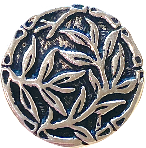 Bamboo Button Antiqued Silver 16mm  5/8" from Tierra Cast  #6569-12