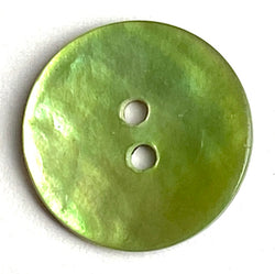 Re-Stocked, 11/16" Apple Green Pearl Shell 2-hole Button, 18mm, Per Button #964-D