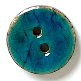Dark Turquoise Blue Shiny Coconut 1" 2-Hole Button  #SWC-113