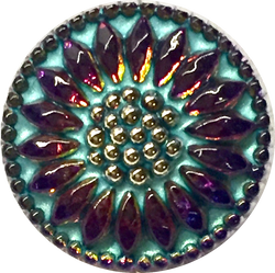 Ruby Turquoise Czech Glass Daisy 18mm 3/4" # CZ-110