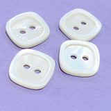 Iridescent White Shell Square Button. 1/2" Size. Pack of 4 buttons.  #688