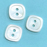Iridescent White Shell Square Button. 9/16-5/8" Size. Pack of 4 buttons.  # 687
