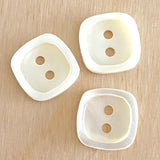 White Shell Square Button. 9/16-5/8" Size. Pack of 4 buttons.  # 687