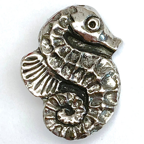 Re-Stocked at Lower Price, Seahorse Button, 7/8" Pewter from Green Girl Studios #G314