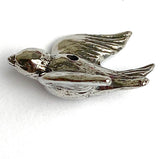 Flying Bird BEAD Not Button, 7/8" Pewter from Green Girl Studios #142