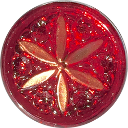 Red Ruby + Copper Star Flower Button, 11/16"  #CZ 010