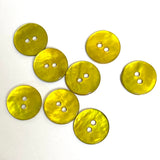 Vibrant Yellow-Green 1/2" Pearl Shell 2-hole Button, Pack of 6   #241114-D