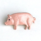 Pink Pig Metal Handpainted Artisan Button 3/4"