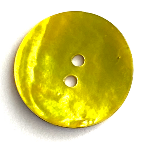 Vibrant Yellow-Green 1" Pearl Shell 2-hole Button, $2.50 each  #360097-D